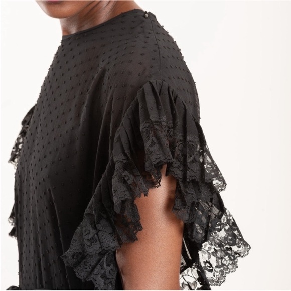 Zimmermann Espionage Mini Dress Ruffle Tiered Swiss Dot Rare Black Size 2 US 6 8 - Picture 4 of 16